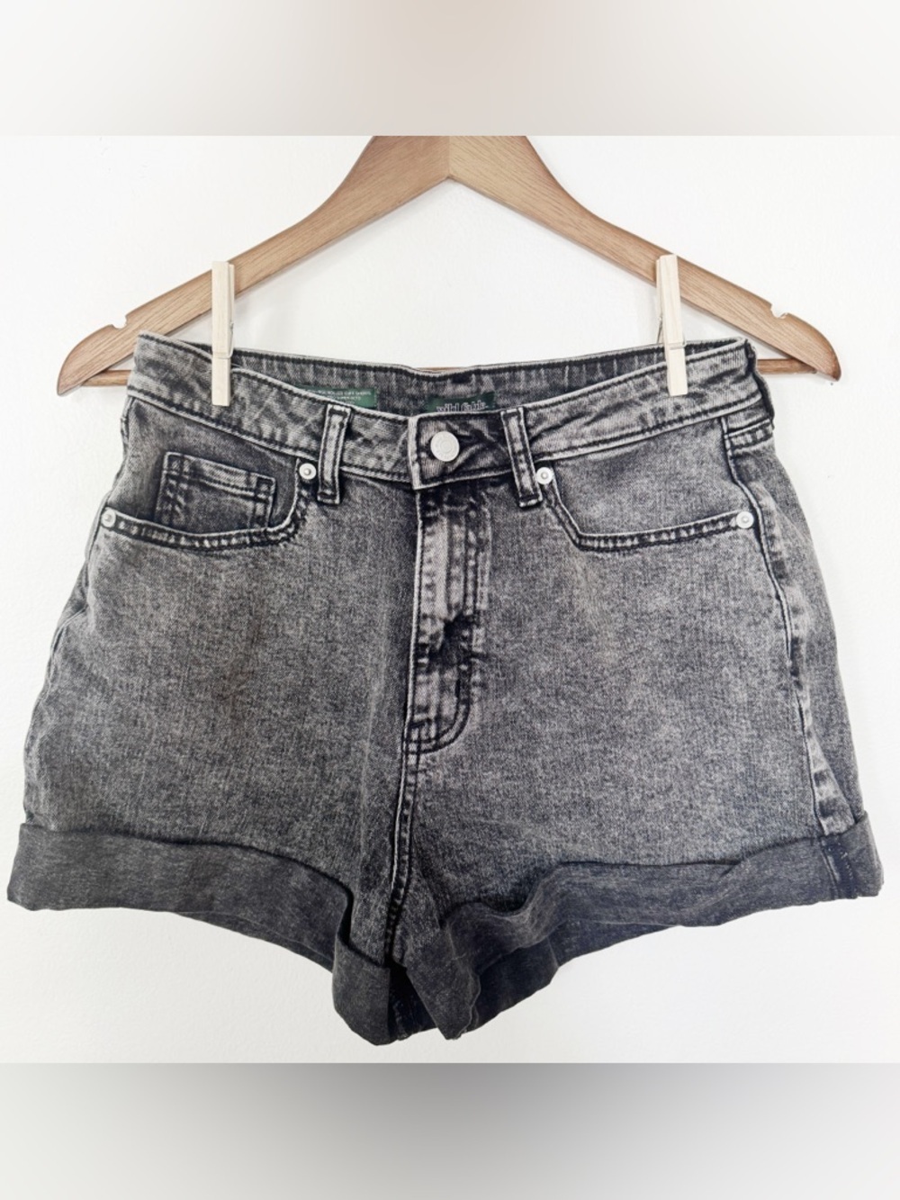 wild fable Black Acid-Wash Denim Shorts 4/6